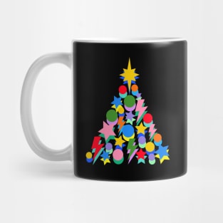 Bright Colour Christmas Tree, Lightning, Star and Baubles Mug